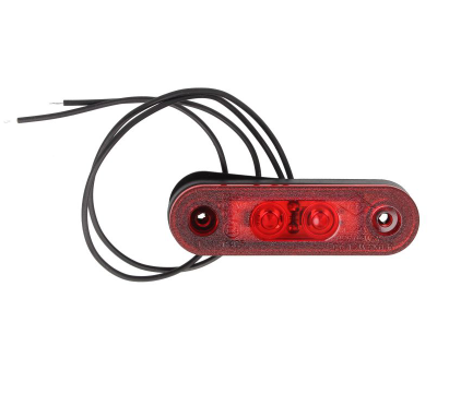 Габарит фонарь (2-диода) красный 12-24v (WAS)