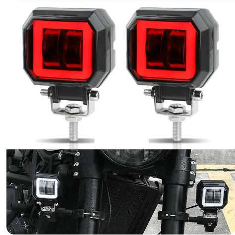 Фара дополнительная (белая+красный габарит+белый стробос) 12-24v